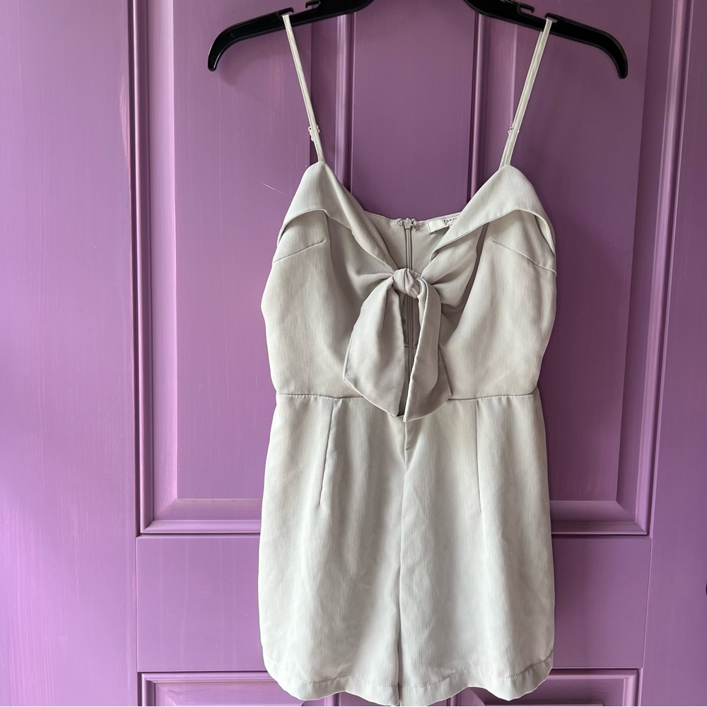 Forever 21 Romper Light Gray with Front Tie and Cutout, Back Zip Size Small